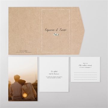 Faire-part mariage eucalyptus pocketfold - Vue ensemble extérieur