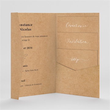 Faire-part mariage photomaton pocketfold - Intérieur du faire-part