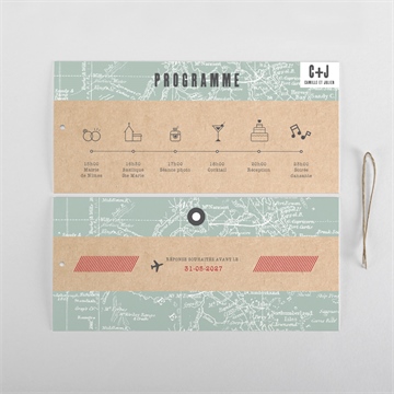 Faire-part mariage voyage voyage pochette duo - Cartes intérieures verso