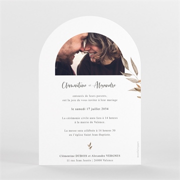 Faire-part mariage virevoltant arche - Dos du faire-part