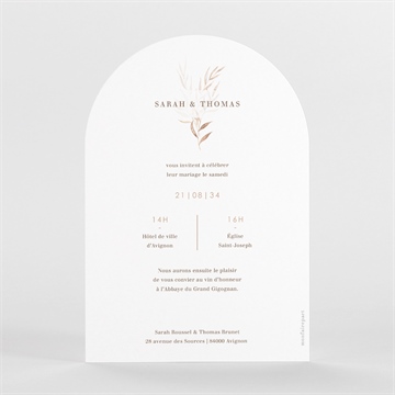 Faire-part mariage l'arche - Dos du faire-part