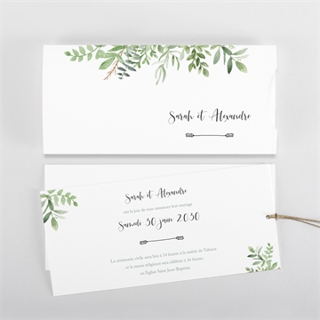 Faire-part mariage balade champetre pochette duo - Vue d'ensemble
