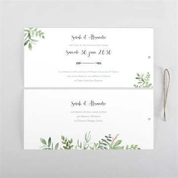 Faire-part mariage balade champetre pochette duo - Cartes intérieures recto