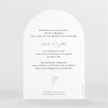 Faire-part mariage complicité arche - Dos du faire-part