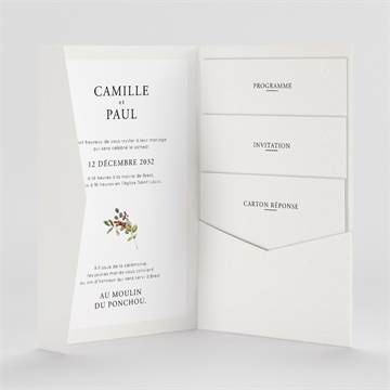 Faire-part mariage fleurs d'hiver - Intérieur du faire-part