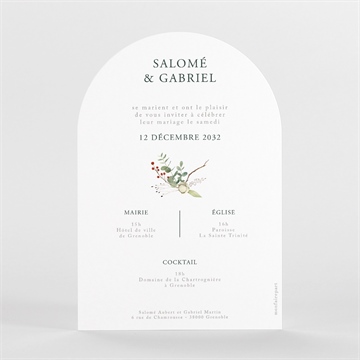 Faire-part mariage thème noël - Dos du faire-part