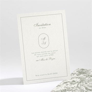 Carton d'invitation mariage romance portrait dorure