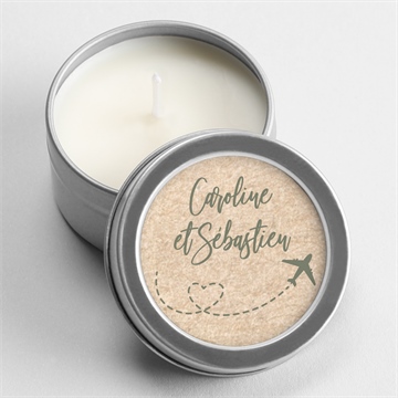 Bougie mariage billet d'avion argent