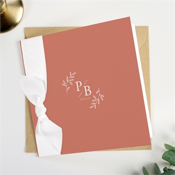 Faire-part mariage douce terracotta avec graines