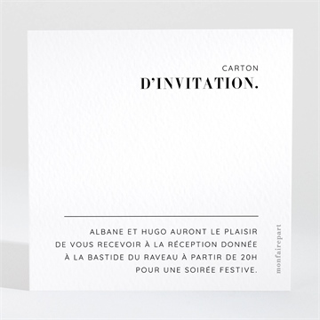 Carton d'invitation mariage annonce minimaliste