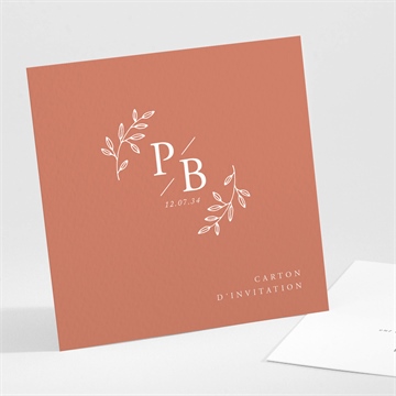 Carton d'invitation mariage douce terracotta