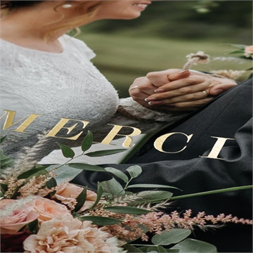 Remerciement mariage lavande - Marquage à chaud OR