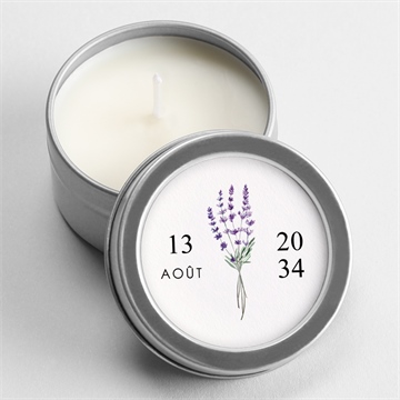 Bougie mariage lavande argent