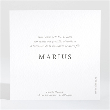 Remerciement naissance fenêtre sur la vie - Dos de la carte