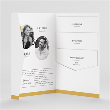 Faire-part mariage gatsby pocketfold - Intérieur du faire-part