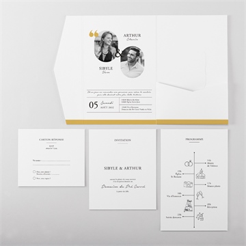 Faire-part mariage gatsby pocketfold - Vue d'ensemble intérieur