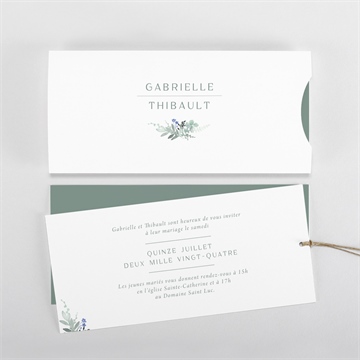 Faire-part mariage poésie aquarelle pochette duo - Vue d'ensemble