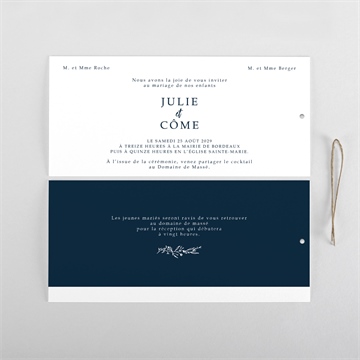 Faire-part mariage bleu minéral pochette duo - Cartes intérieures recto