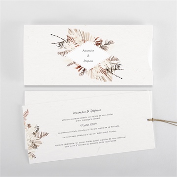 Faire-part mariage pampa pochette duo - Vue d'ensemble