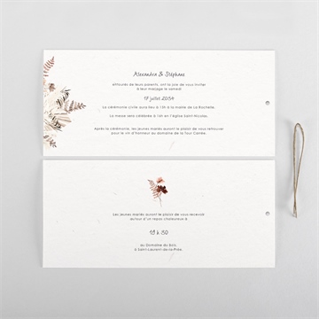 Faire-part mariage pampa pochette duo - Cartes intérieures recto