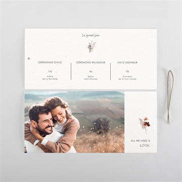 Faire-part mariage pampa pochette duo - Cartes intérieures verso
