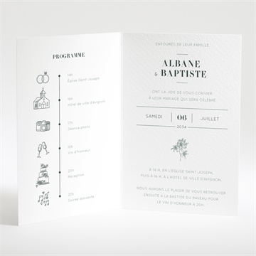 Faire-part mariage sculpture plié portrait - Intérieur de la carte