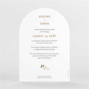 Faire-part mariage champêtre et poésie arche - Dos du faire-part