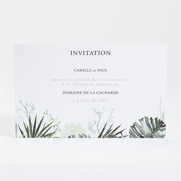 Carton d'invitation mariage tropical or