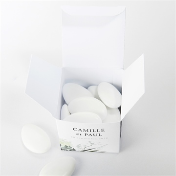 Boîte de dragées mariage tropical cube - Intérieur de la boîte