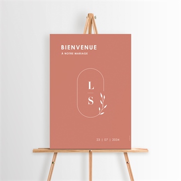 Panneau bienvenue terracotta initiales