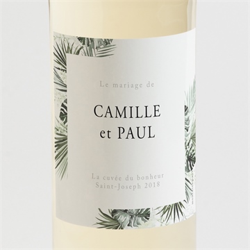 Etiquette de bouteille mariage tropical