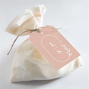 Etiquette mariage terracotta initiales - Mise en situation