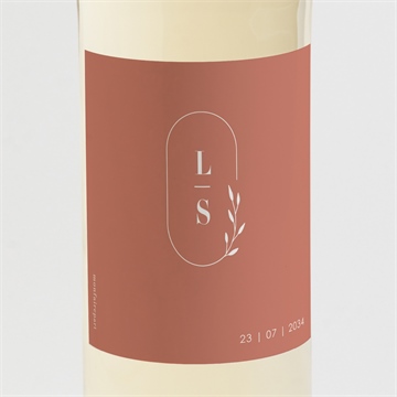 Etiquette de bouteille mariage terracotta initiales