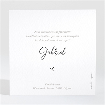 Remerciement naissance belle ebauche - Dos de la carte