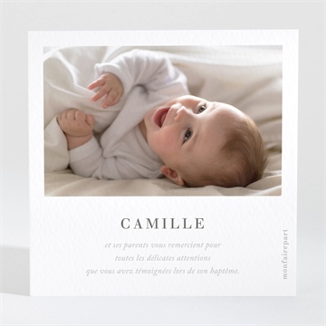 Remerciement baptême l'hiver - Dos de la carte