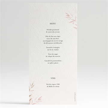 Menu mariage poésie boheme - Dos du menu