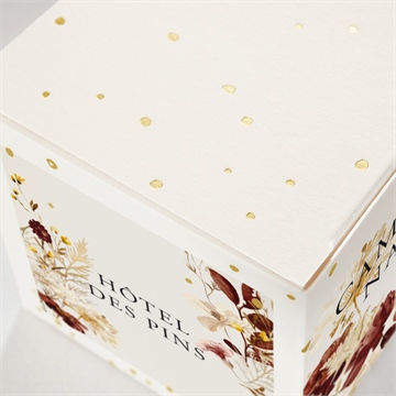 Boîte de dragées mariage en automne dorure - Détail de la boîte