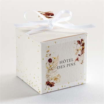 Boîte de dragées mariage en automne dorure - Dos de la boîte