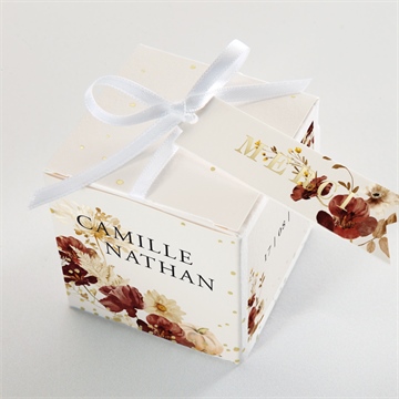 Boîte de dragées mariage en automne dorure - Dessus de la boîte