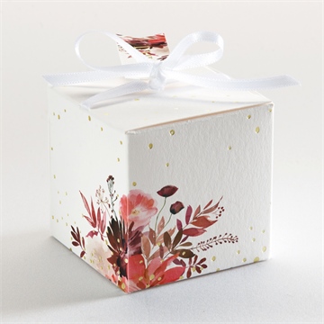 Boîte de dragées mariage bordeaux dorure - Dos de la boîte