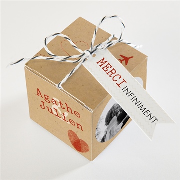 Boîte de dragées mariage passeport vintage - Dessus de la boîte