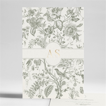 Faire-part mariage romance portrait dorure