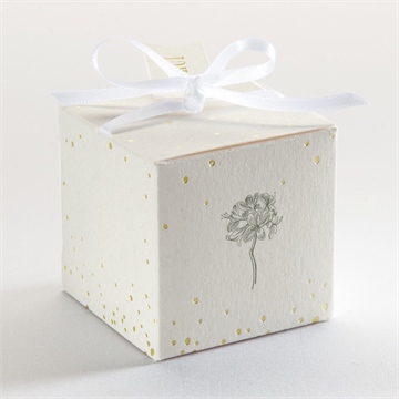 Boîte de dragées mariage romance dorure - Dos de la boîte