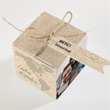 Boîte de dragées mariage billet d'avion - Dessus de la boîte