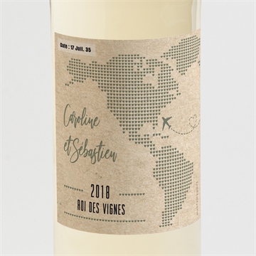 Etiquette de bouteille mariage billet d'avion