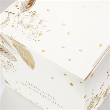 Boîte de dragées mariage délicatesse végétale dorure - Marquage à chaud OR