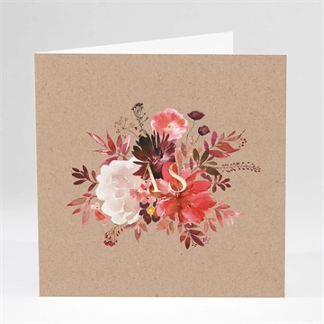 Faire-part mariage floral plié dorure