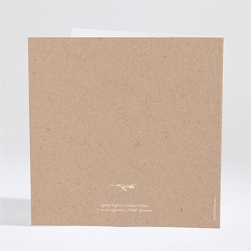 Faire-part mariage floral plié dorure - Dos du faire-part