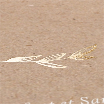 Faire-part mariage floral plié dorure - Détail du dos du faire-part