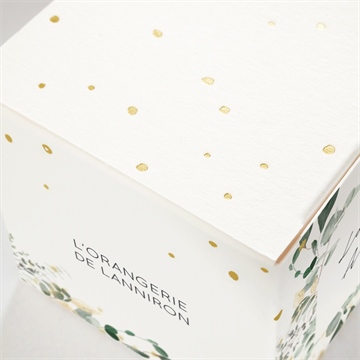 Boîte de dragées mariage pastel dorure - Dos de la boîte